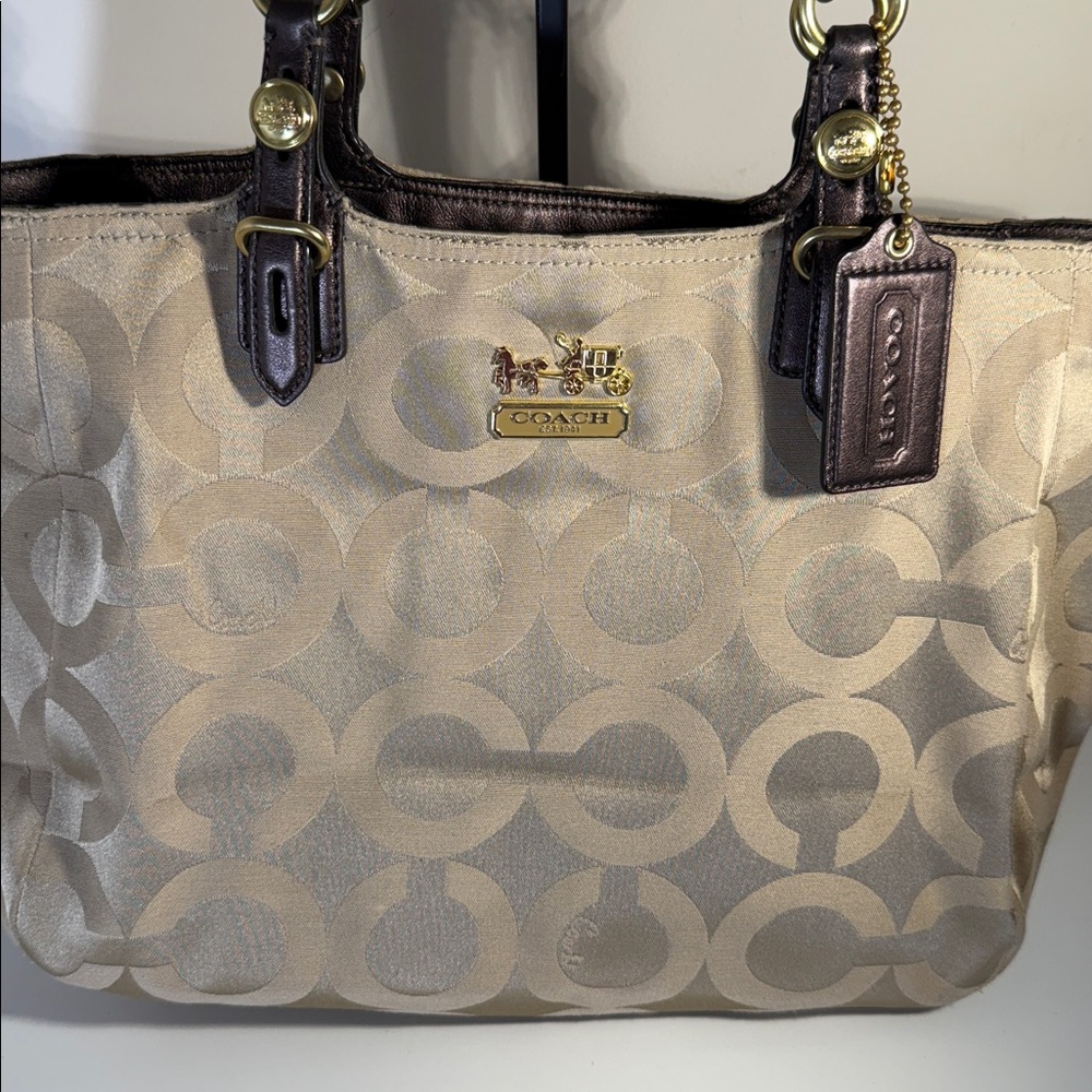 Coach Beige and Brown Shoulder Bag